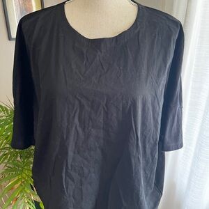 French Connection Black oversized mixed fabric Tee